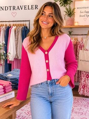 MIND TRAVELER- mindtraveler Europe cotton cardigan rose pink NWT